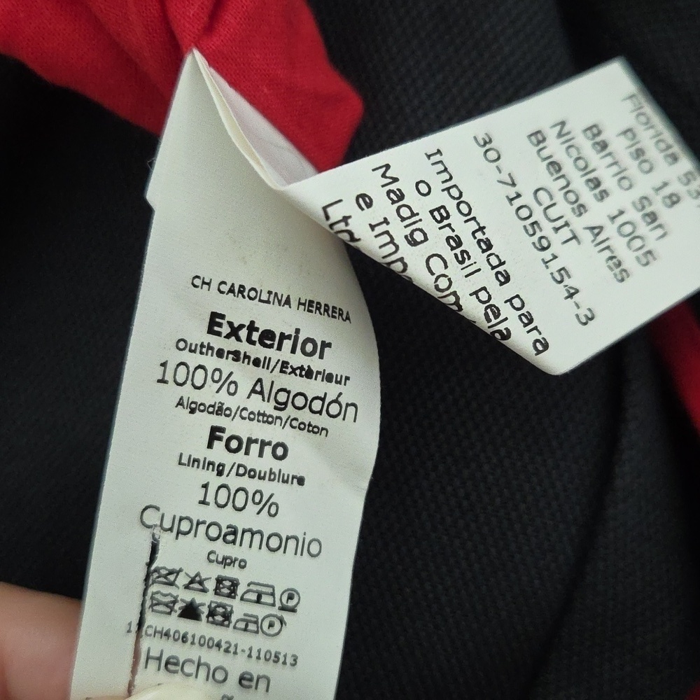 Carolina Herrera Navy 100% Cotton Sport Coat - Size 40 Red Contrast Piping - Picture 8 of 11